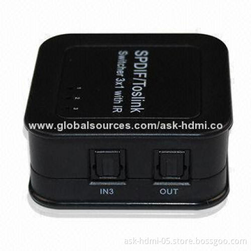 SPDIF/Toslink Digital Optical Audio 3 x 1 Switcher, Up to 40m Output Distance